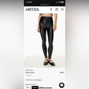 Aritzia Wilfred vegan black leather leggings